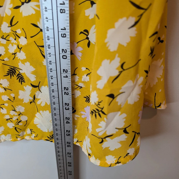 Philosophy Yellow Flutter Sleeve Sleeveless Floral Print V Neck Blouse L Woman - Picture 7 of 8